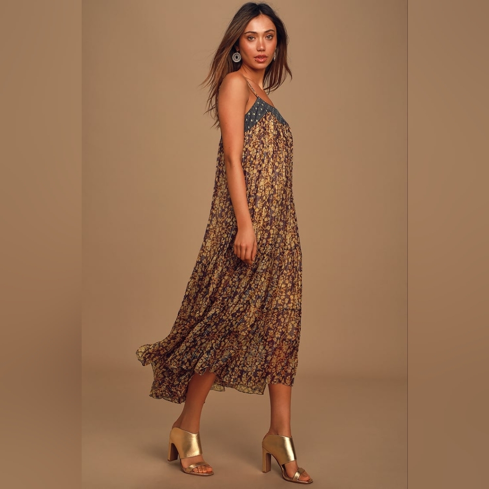 RAGA Good As Gold Purple Multi Print Midi Dress